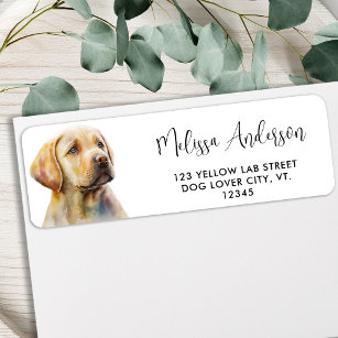 Yellow Labrador Dog Watercolor Return Address Label