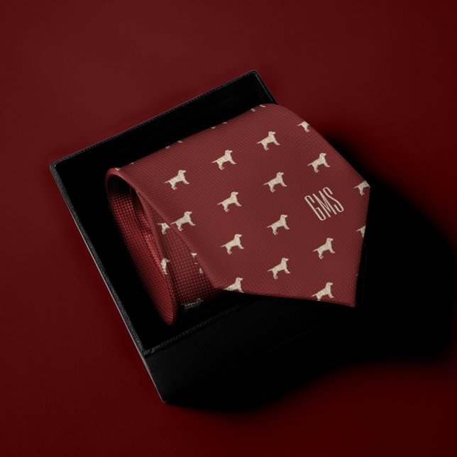 Yellow Labrador Dogs Pattern Monogrammed Neck Tie (Creator Uploaded)