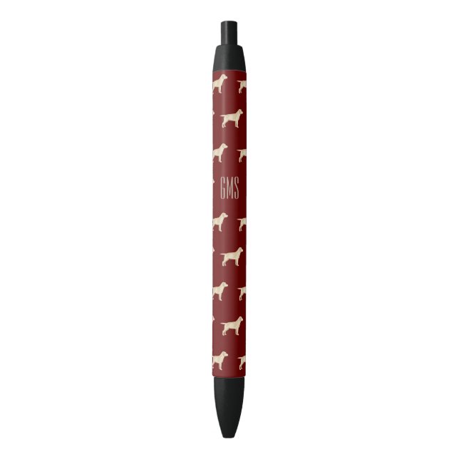 Yellow Labrador Dogs Pattern Monogrammed Pen (Front Vertical)