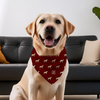Yellow Labrador Dogs Pattern Monogrammed Pet Bandana Collar
