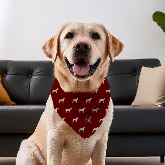 Yellow Labrador Dogs Pattern Monogrammed Pet Bandana Collar (Creator Uploaded)