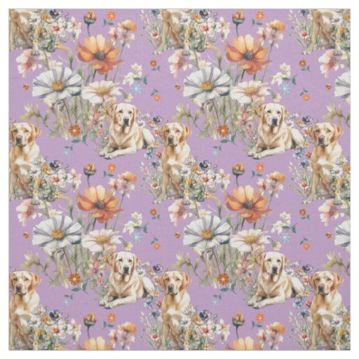 Yellow Labrador Dogs Seamless Pattern Fabric