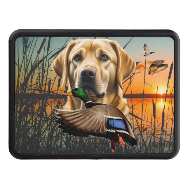 Yellow Labrador Duck Hunting Hitch Cover (Front)