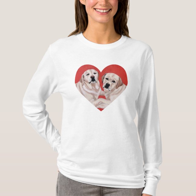 Yellow Labrador Duo Painting T-Shirt (Front)