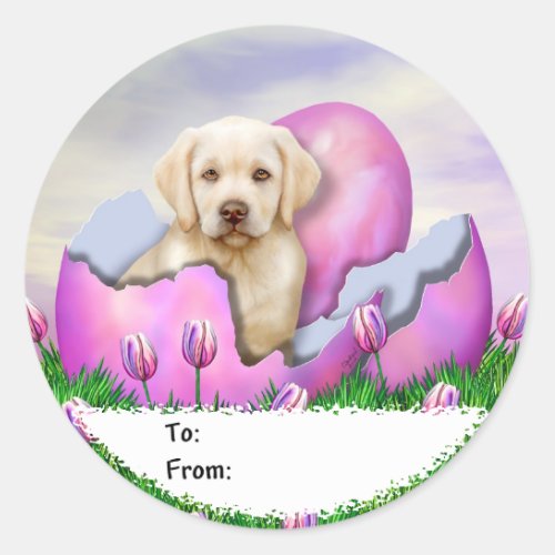 Yellow Labrador Easter Surprise Classic Round Sticker