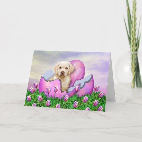 Yellow Labrador Easter Surprise Holiday Card
