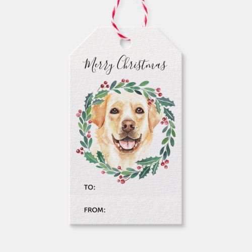 Yellow Labrador Elegant Dog Merry Christmas Gift Tags