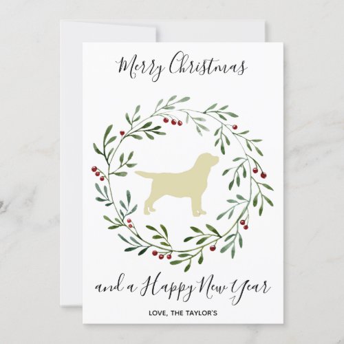 Yellow Labrador Elegant Dog Merry Christmas Holiday Card