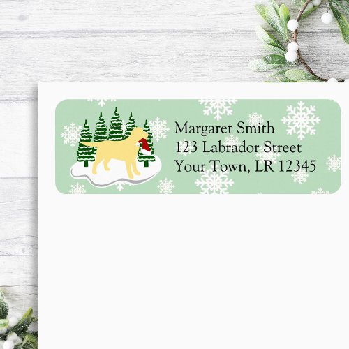 Yellow Labrador Evergreen Return Address Label