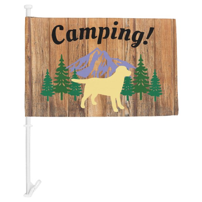 Yellow Labrador Evergreen Trees Camping Flag (Front)
