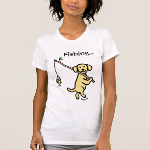 Yellow Labrador Fishing Cartoon T-Shirt