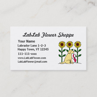 Yellow Labrador Flower Business Business Card