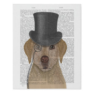 Yellow Labrador, Formal Hound and Hat Faux Canvas Print