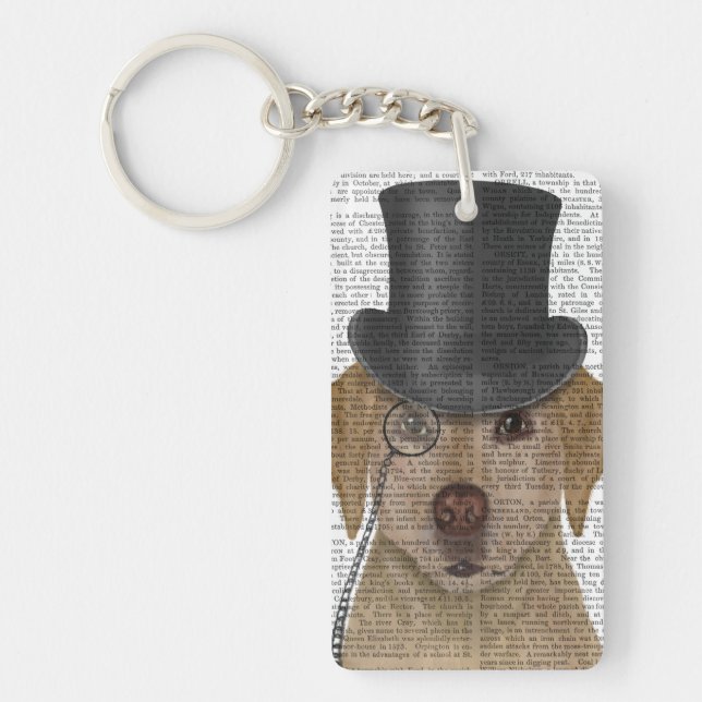 Yellow Labrador, Formal Hound and Hat Keychain (Front)