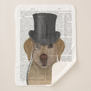Yellow Labrador, Formal Hound and Hat Sherpa Blanket