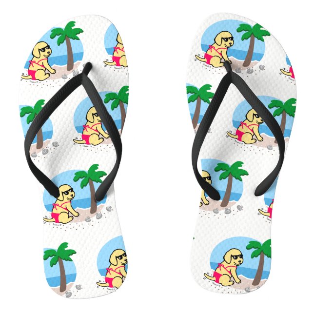 Yellow Labrador Girl Summer Vacation Flip Flops (Footbed)