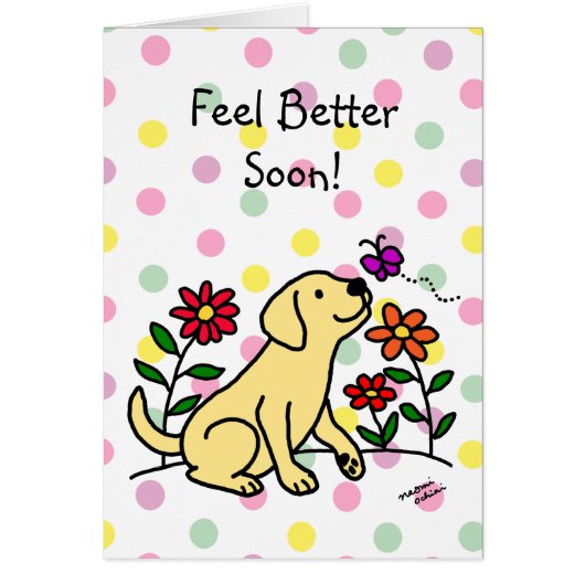 Yellow Labrador & Green Cartoon Cards (Front)