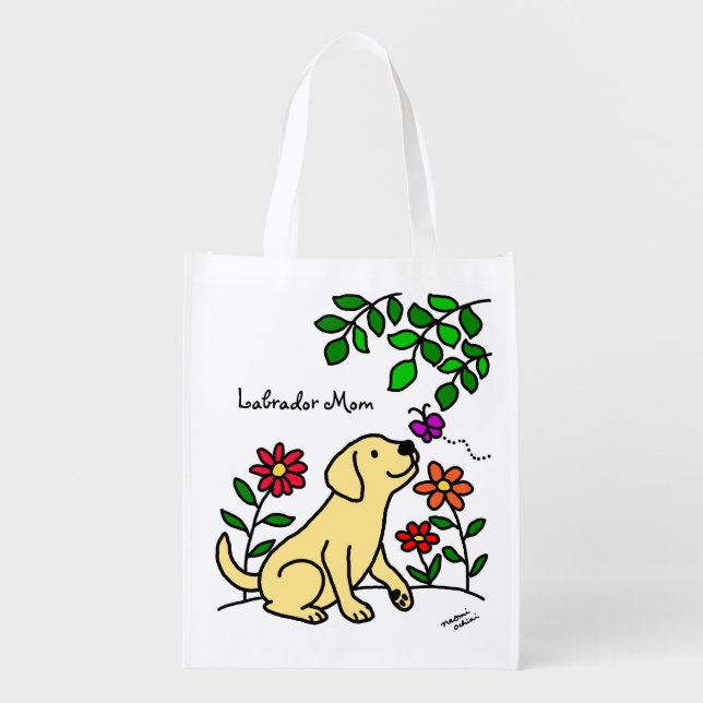 Yellow Labrador & Green Grocery Bag (Front)