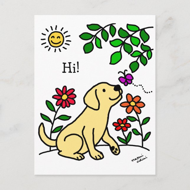 Yellow Labrador & Green Postcard (Front)
