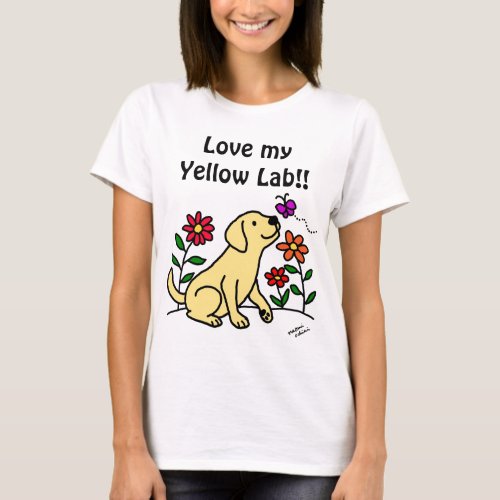 Yellow Labrador  Green T_Shirt