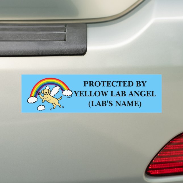 Yellow Labrador Guardian Angel (Rainbow Bridge) Bumper Sticker (On Car)