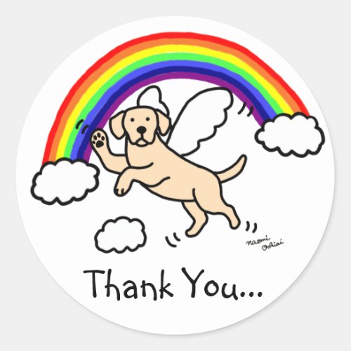 Yellow Labrador Guardian Angel Rainbow Bridge Classic Round Sticker