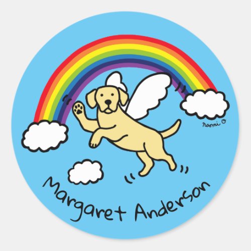Yellow Labrador Guardian Angel Rainbow Bridge Classic Round Sticker