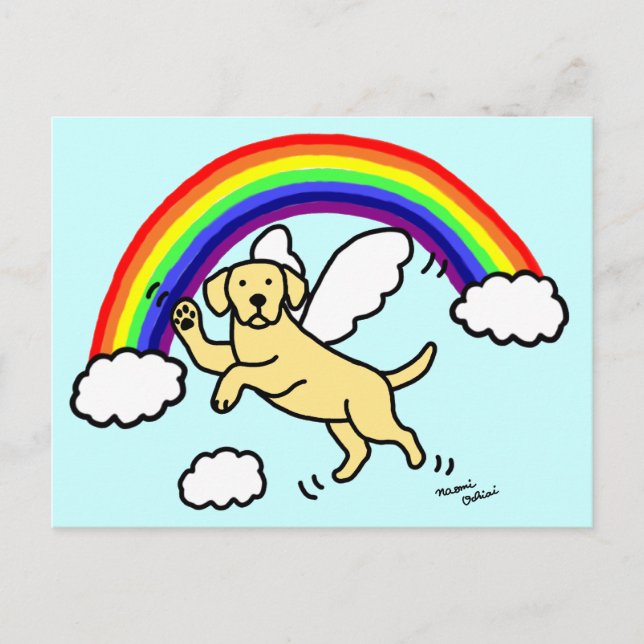 Yellow Labrador Guardian Angel (Rainbow Bridge) Postcard (Front)