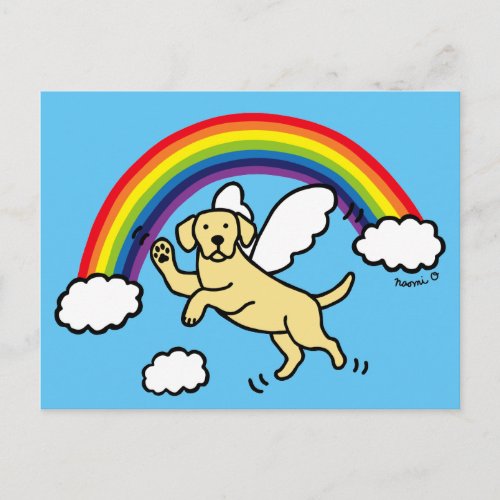 Yellow Labrador Guardian Angel Rainbow Bridge Postcard