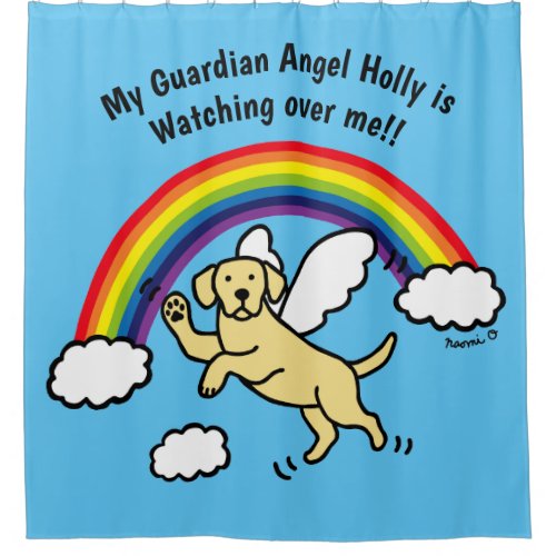 Yellow Labrador Guardian Angel Rainbow Bridge Shower Curtain