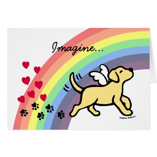 Yellow Labrador Hearts Rainbow Bridge Card  