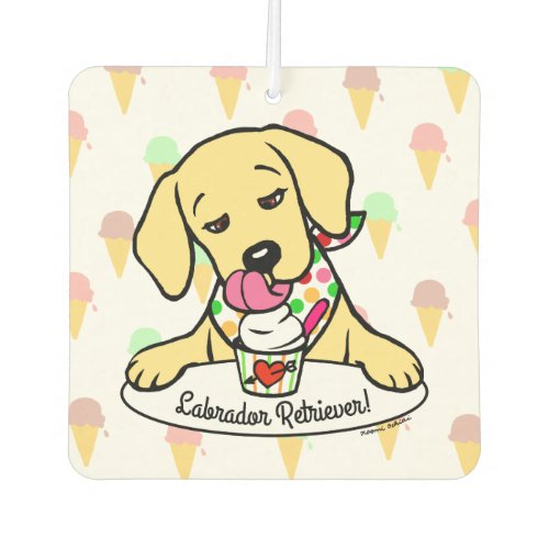 Yellow Labrador Ice Cream Air Freshener