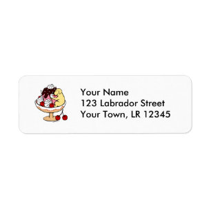 Yellow Labrador & Ice Cream Sundae Label