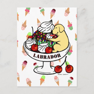 Yellow Labrador & Ice Cream Sundae Postcard