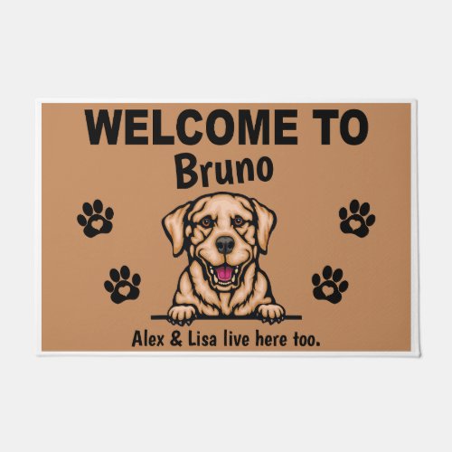 Yellow Labrador Lab Welcome Personalized Custom Doormat