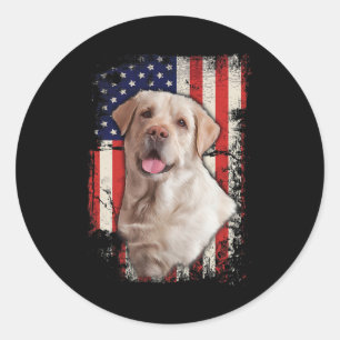 Yellow Labrador Labs Patriotic American Flag Dog 4 Classic Round Sticker