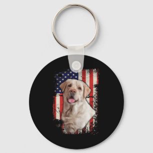 Yellow Labrador Labs Patriotic American Flag Dog 4 Keychain