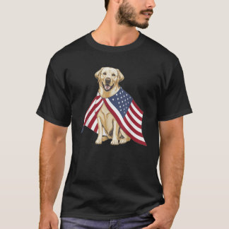 Yellow Labrador Labs Patriotic American Flag Dog 4 T-Shirt