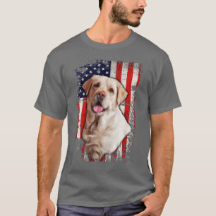Yellow Labrador Labs Patriotic American Flag Dog 4 T-Shirt