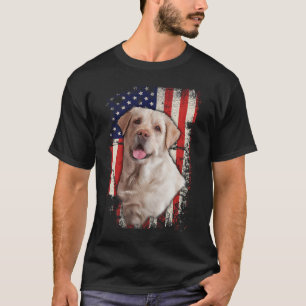 Yellow Labrador Labs Patriotic American Flag Dog 4 T-Shirt