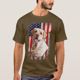 Yellow Labrador Labs Patriotic American Flag Dog 4 T-Shirt