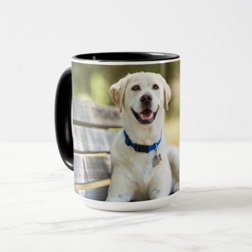 Yellow Labrador Lays On Bench Mug