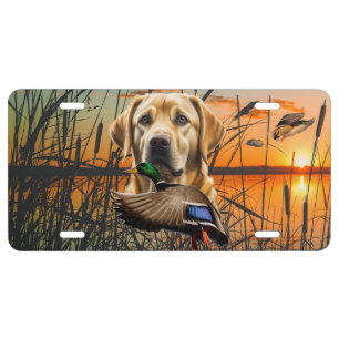 Yellow Labrador License Plate, Flying Mallard Plate