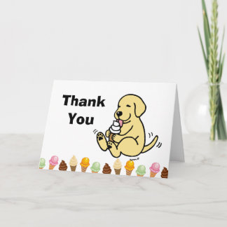Yellow Labrador Licking Ice Cream Thank You Card