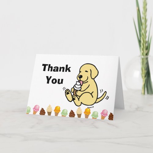 Yellow Labrador Licking Ice Cream Thank You Card