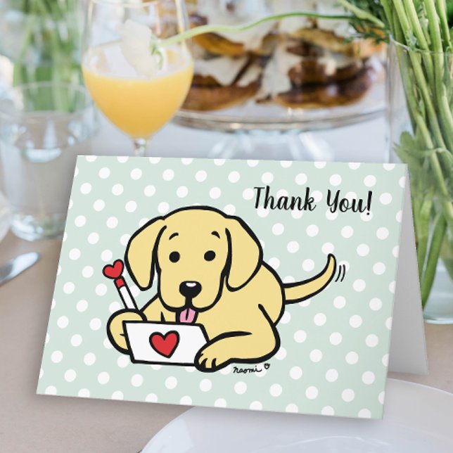 Yellow Labrador Love Letter Thank You Card (Yellow Labrador Love Letter Design Thank You Cards for Labrador Owners.  Cute Cartoon Style Art.)