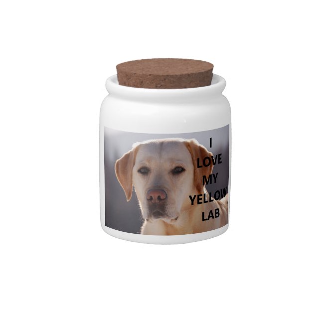 yellow labrador love w pic candy jar (Front)