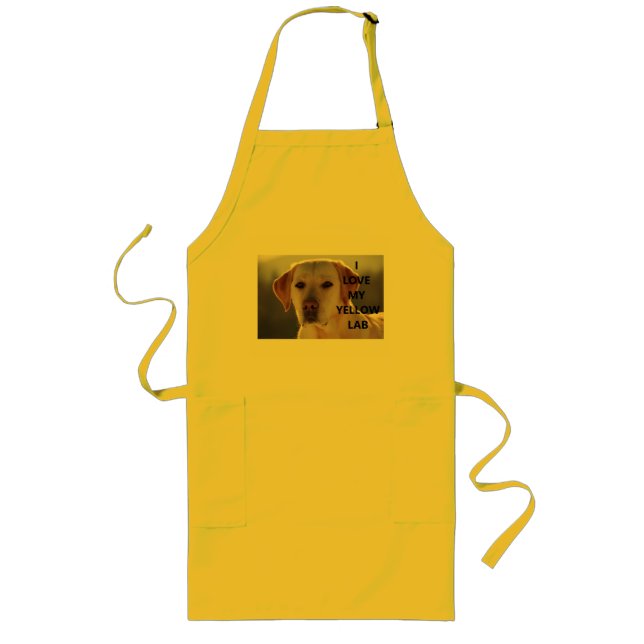 yellow labrador love w pic long apron (Front)