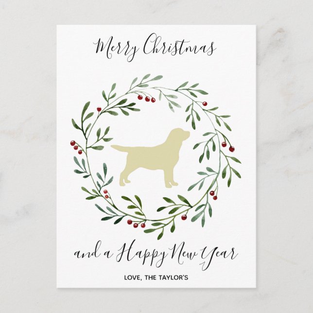 Yellow Labrador Merry Christmas Labrador Retriever Holiday Postcard (Front)