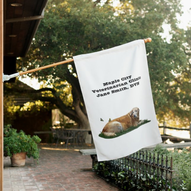 Yellow Labrador Mixed Breed Dog House Flag (In SItu)
